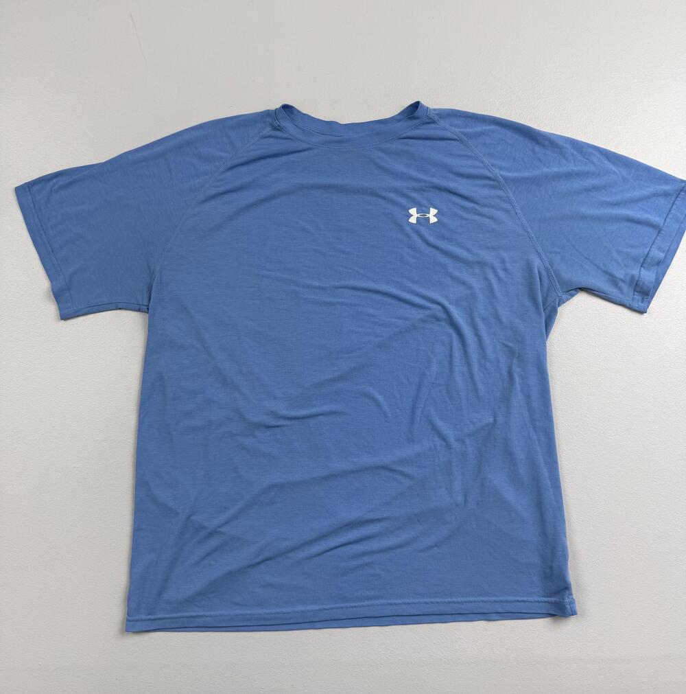 Under Armour HeatGear Shirt Mens Large Blue Short Sleeve Performance Running Tee